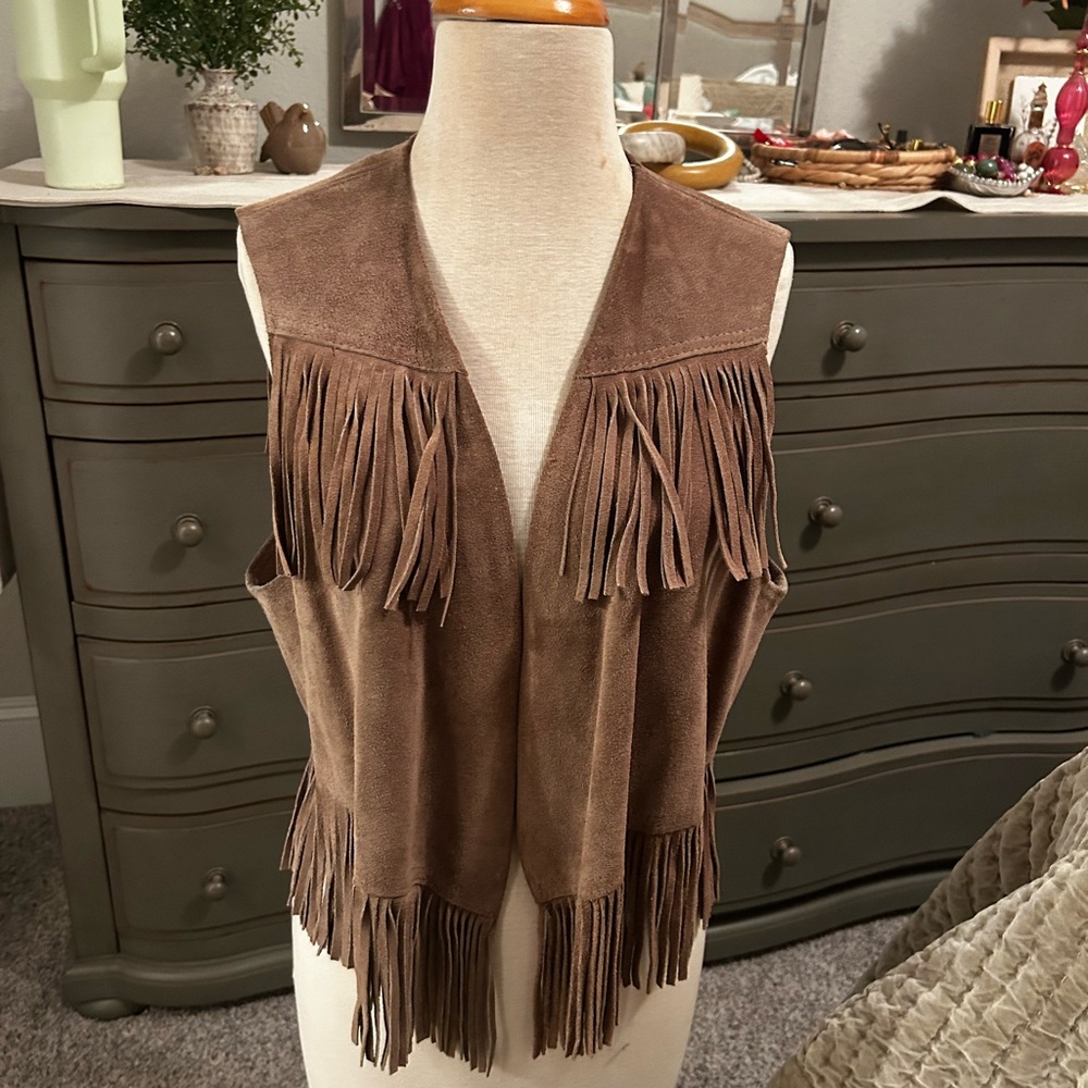 Vintage Brown Suede Fringe Vest